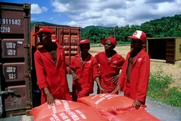 Archipel-des-Comores;-Conteneurs;-France;-Industrie;-Kaleidos;-Kaleidos-images;-La-parole-à-limage;-Laurent-Abad;-Mayotte;-Océan-Indien;-Ouvriers;-Portrait-de-groupe;-Sacs;-Stories-Pictures;-Sucre;-Travail